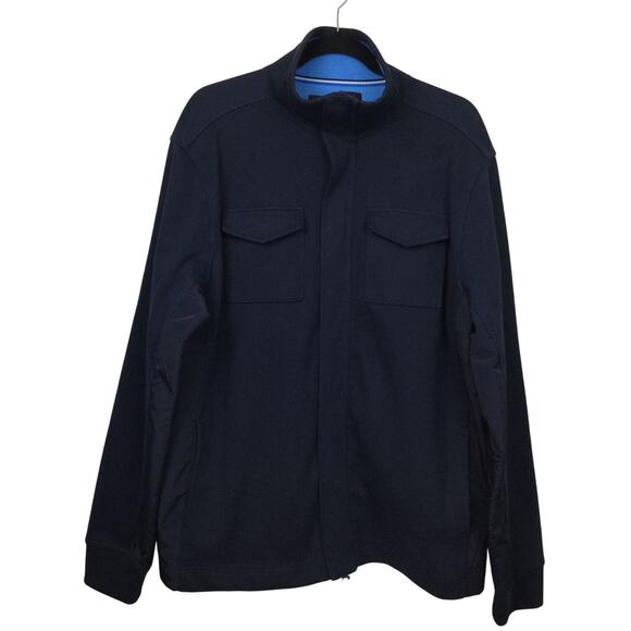 Banana Republic Preppy Front Flap Pocket Full Zip Mock Neck Navy Shacket  XL - Picture 1 of 16